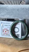 Natural Green Serpentine Marble Jade Bangle Bracelet with Gem Certificate 47.42g